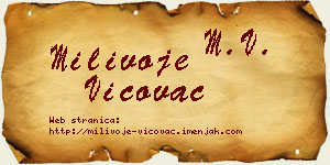 Milivoje Vićovac vizit kartica